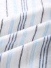 Cotton and Linen Textured Striped Weave Design Short Sleeves Popover Shirt -  