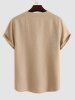 Notched V Neck Short Sleeves Pullover Shirt -  