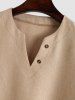 Notched V Neck Short Sleeves Pullover Shirt -  