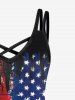 Gothic Distressed American Flag Print Crisscross Detail Sleeveless Dress -  