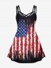 Gothic Distressed American Flag Print Crisscross Detail Sleeveless Dress -  