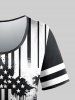 Gothic Distressed American Flag Print T-shirt -  