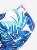Bikini à Imprimé Flamant et Feuilles de Palmier Tropical Grande-Taille - Bleu 4X