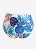 Plus Size Tropical Palm Leaf Flamingo Print Full Coverage Bikini Bottom -  