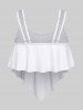 Maillot de Bain Tankini Asymétrique Matelassé Fleur Imprimée - Blanc 4X