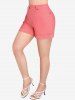 Plus Size Cuffed Colored Shorts with Pockets -  