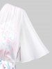 T-shirt Tordu Panneau en Maille Chandail Chandail Fleuries à Manches Bouffantes de Grande Taille - Rose clair L | US 12