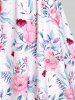 T-shirt Tordu Panneau en Maille Chandail Chandail Fleuries à Manches Bouffantes de Grande Taille - Rose clair 4X | US 26-28