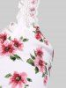 Plus Size Floral Faux Pearl Lace Decor Frilled Asymmetrical Tank Top -  