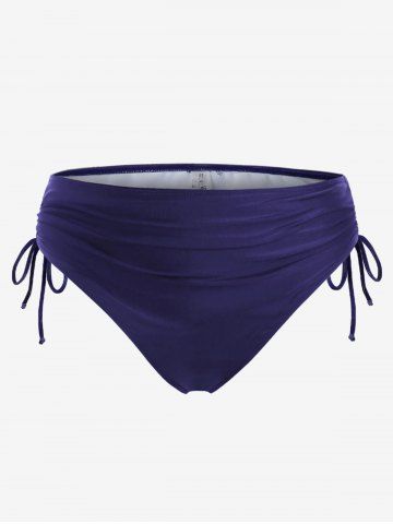 Bikini Bottom de Cordones Cruzados Tamaño Plus - DEEP BLUE - 3X