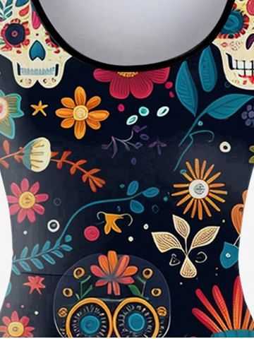 Gothic Skull Allover Print A Line Tee Dress