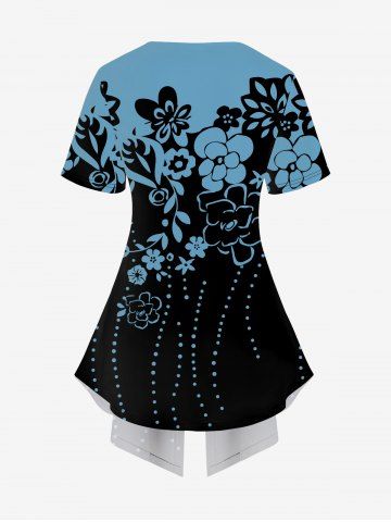 Plus Size Floral Print 2 In 1 T-shirt