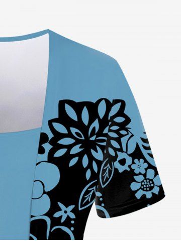 Plus Size Floral Print 2 In 1 T-shirt