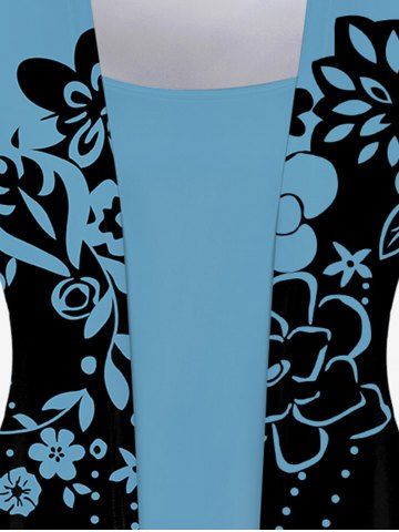 Plus Size Floral Print 2 In 1 T-shirt