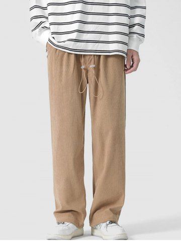 Drawstring Hem Corduroy Pants - COFFEE - M