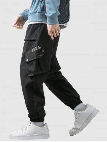 Stereoscopic Pockets Design Cargo Pants - BLACK - XS