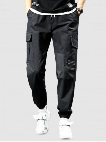 Lapel Design Multi-pockets Design Beam Feet Cargo Pants - BLACK - 2XL