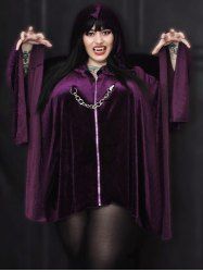 Gothic Batwing Sleeve Chains Handkerchief Hooded Cape -  