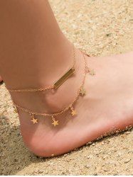 Beach Double Layer Star Charm Anklet -  