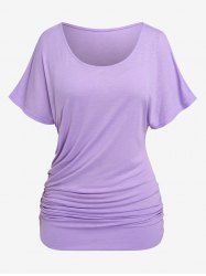 Plus Size Solid Batwing Sleeves T-shirt -  