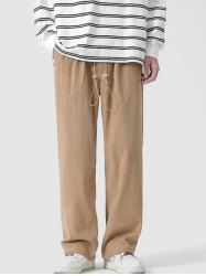 Drawstring Hem Corduroy Pants -  