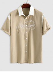 NEW YORK Embroidery Short Sleeves Colorblock Shirt -  