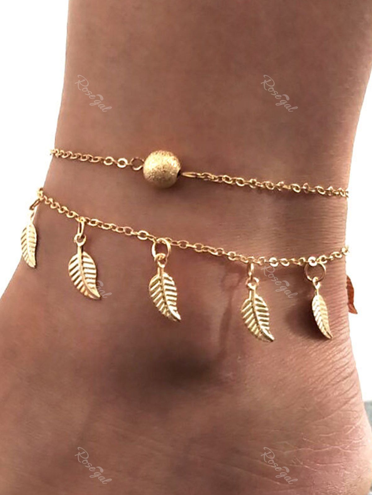Buy Beach Leaf Charm Double Layer Anklet  