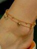 Beach Rose Dragonfly Charm Layered Anklet -  