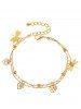 Beach Rose Dragonfly Charm Layered Anklet -  