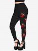 Gothic Raglan Sleeves Skulls Beauty Letters Printed Graphic Tee And Gothic Cat Paws Print Skinny Leggings Gothic Outfit -  