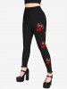 Gothic Raglan Sleeves Skulls Beauty Letters Printed Graphic Tee And Gothic Cat Paws Print Skinny Leggings Gothic Outfit -  