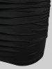 Plus Size Broderie Anglaise Ruffles Open Shoulder Bodycon Dress with Bowknot -  