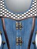 Plus Size 3D Checkered Jeans And Figure Print Short Sleeve Tee -  