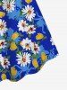 Robe D'été Imprimée Petites Fleurs Grande Taille à Dos Nu - Bleu 2X | US 18-20