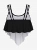 Haut de Bikini Gothique Déchiré Drapeau Américain Imprimé à Volants - Noir 4X