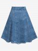 Plus Size 3D Jeans Lace Up Printed Skirt -  
