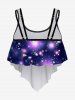 Retro Printed Flounce Tankini Top -  