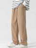 Drawstring Hem Corduroy Pants -  
