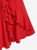 Robe de Soirée Mi-Longue Ligne A Torsadée sans Manches de Grande Taille à Volants Pour La Saint-Valentin - Rouge 5x | US 30-32