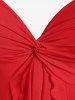 Plus Size Valentines Flounce Twist Solid Sleeveless A Line Party Midi Dress -  