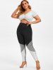 Plus Size Colorblock High Rise Skinny Leggings -  