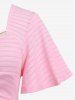 Plus Size Pearls Embellished Twisted Runched Short Sleeves T-Shirt -  