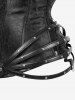 Gothic Halter Crisscross PU Leather Strappy Brocade Corset -  