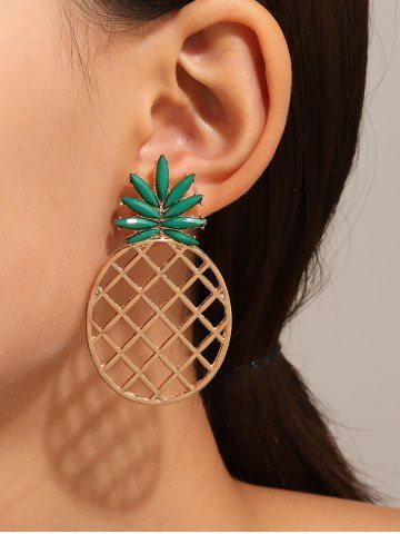 Cutout Pineapple Stud Earrings - GOLDEN