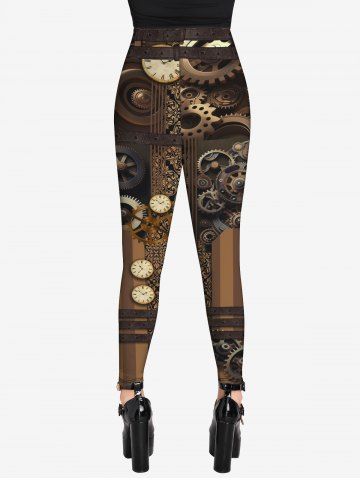 Gothic Steampunk 3D Machines Gear Print Leggings