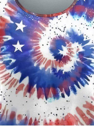 Plus Size American Flag Tie Dye Printed Patriotic Tee