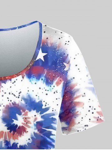 Plus Size American Flag Tie Dye Printed Patriotic Tee