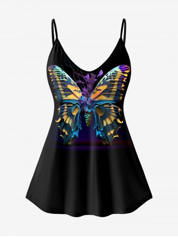 Gothic Butterfly Print Cami Top - BLACK - 3X | US 22-24