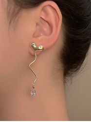 Boucles D'Oreille Asymétriques Décorées de Cœur avec Strass - d'or 