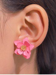 Sweet Layered Petal Floral Stud Earrings -  